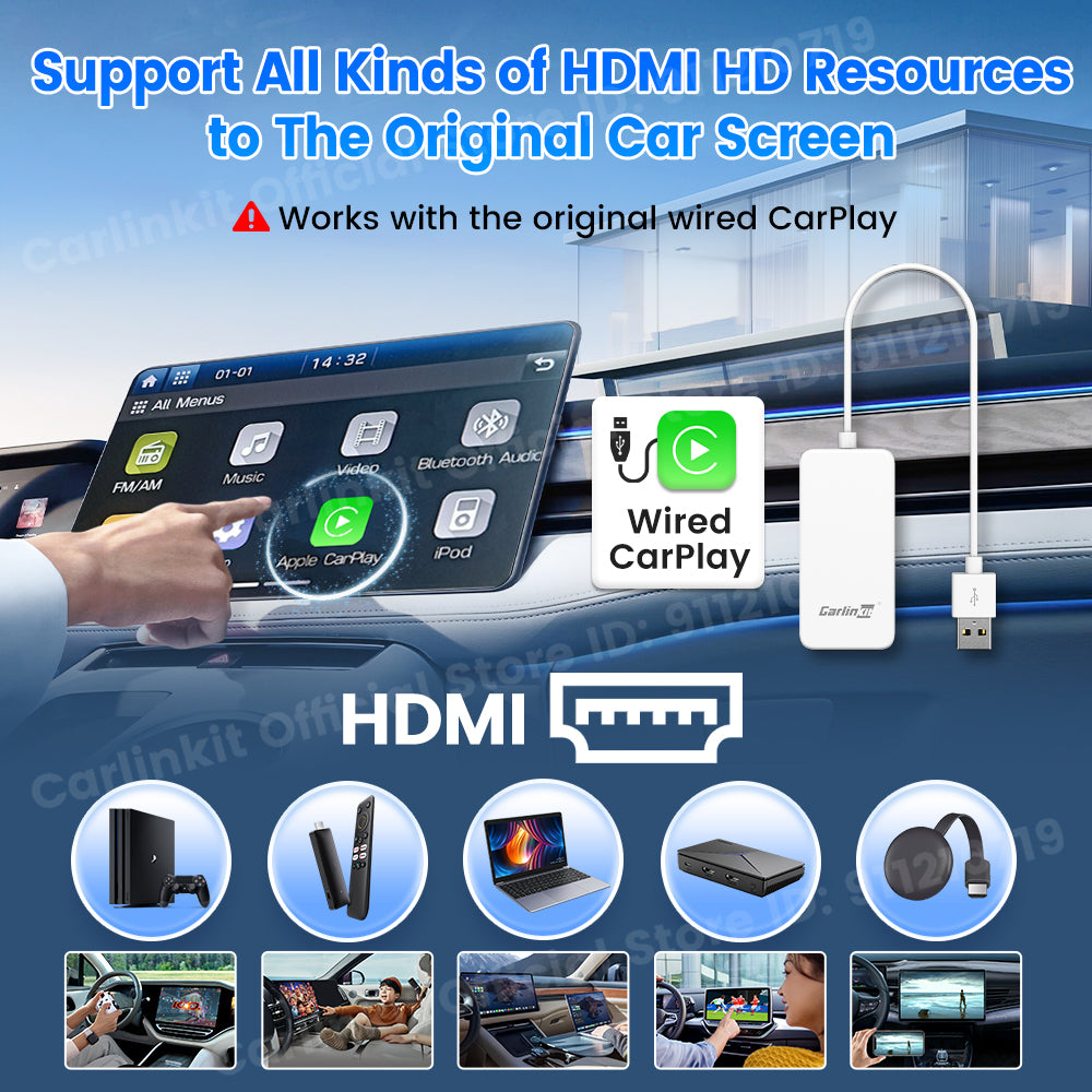 Carlinkit New Smart USB HDMI Adapter-Car 4K HD Output Video Dongle Support TV Streaming Stick Entertainment Watch Movies, Shows, and Live TV in 1080p, 60pfs, Game Consoles,  Laptops