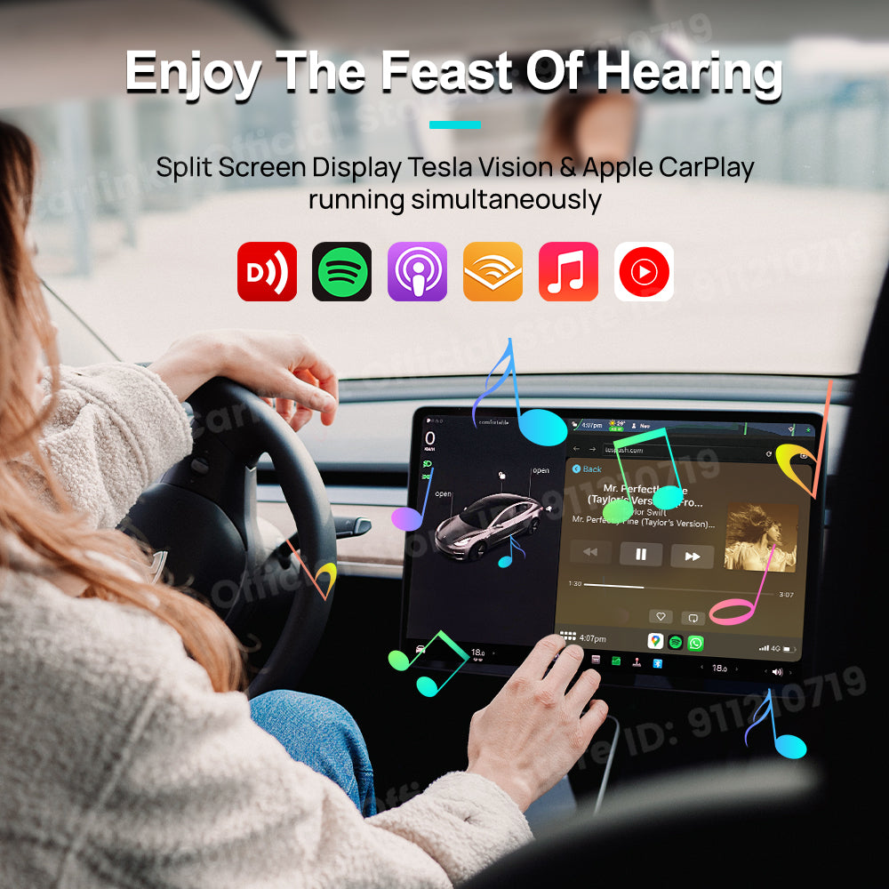 CarlinKit Wireless CarPlay Android Auto Mini Box Adattatore per Tesla Modello 3/X/Y/S CarPlay Attivatore Wireless Navigazione Spotify Siri iOS16 Nuovo 