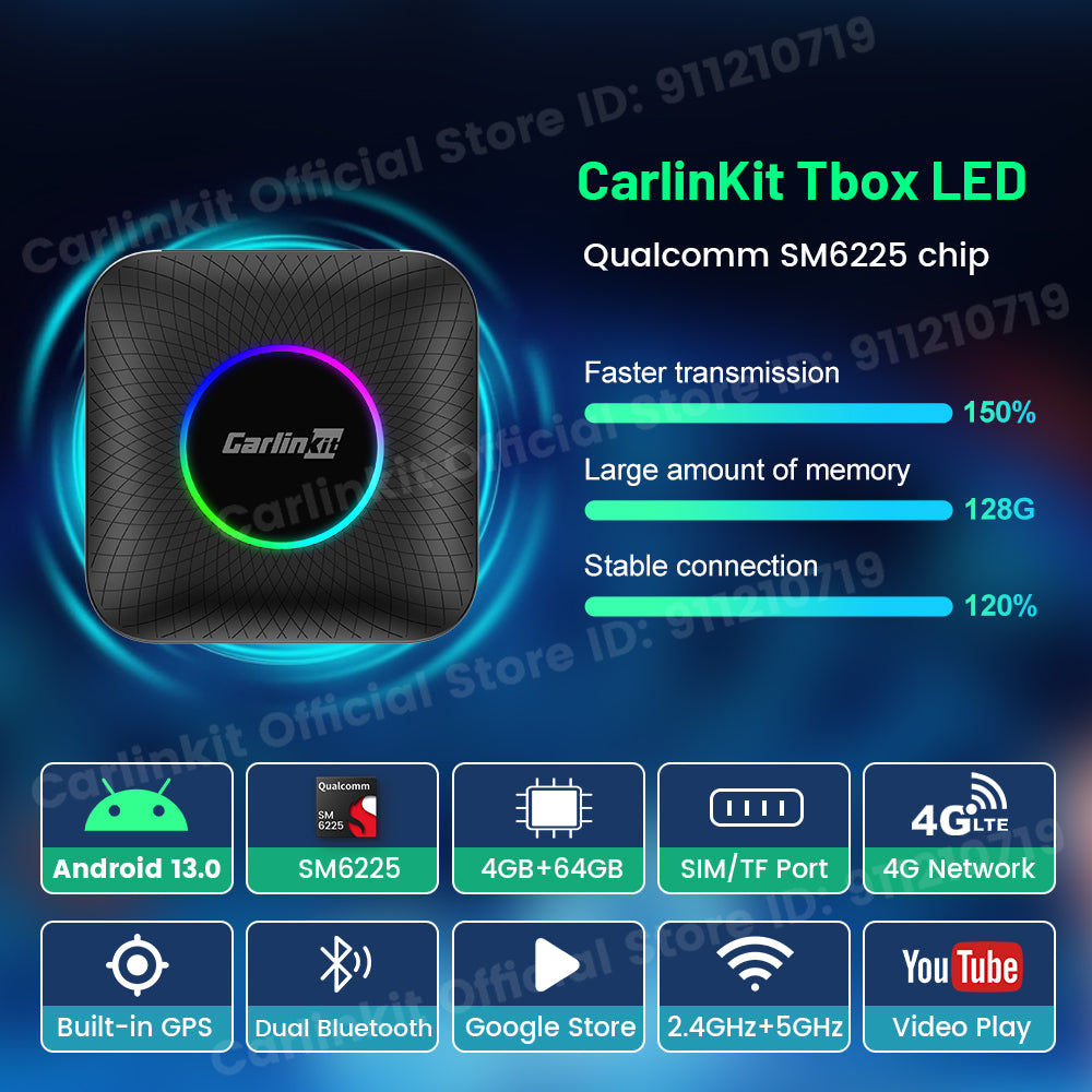 Carlinkit Android 13 Car TV Box LED Android Auto CarPlay Wireless