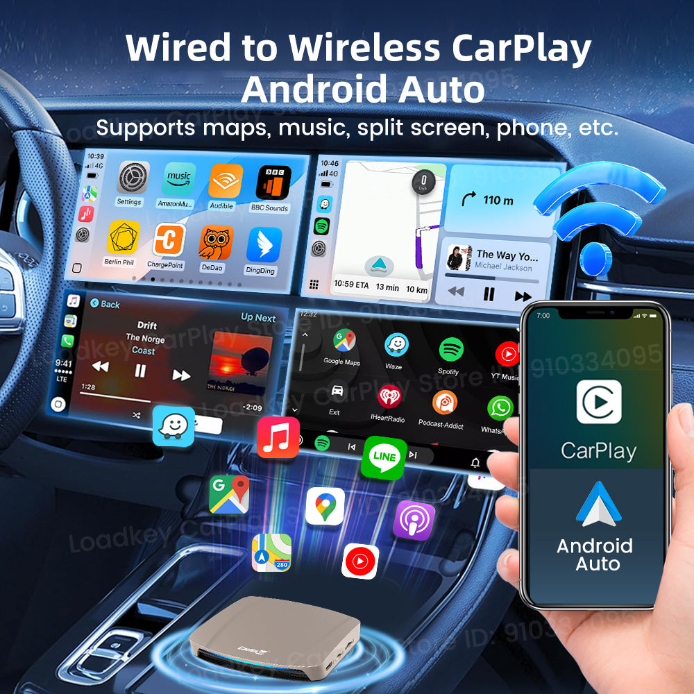 Carlinkit 5G Android 15 AI Box Ultra 8+256G Wireless Carplay Car Streaming Box Android Auto Wireless Adapter Qualcomm SM6350 Support Youtube/Netflix