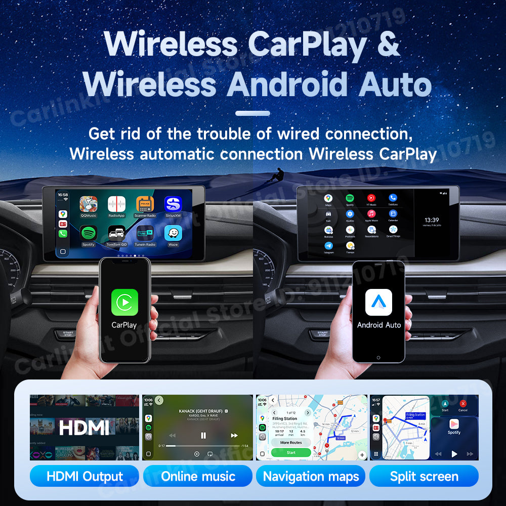 2025 New CarlinKit Android 13 CarPlay AI Box HDMI Wireless CarPlay Android Auto TV Video Box Qualcomm SDM660 8-Core Split Screen