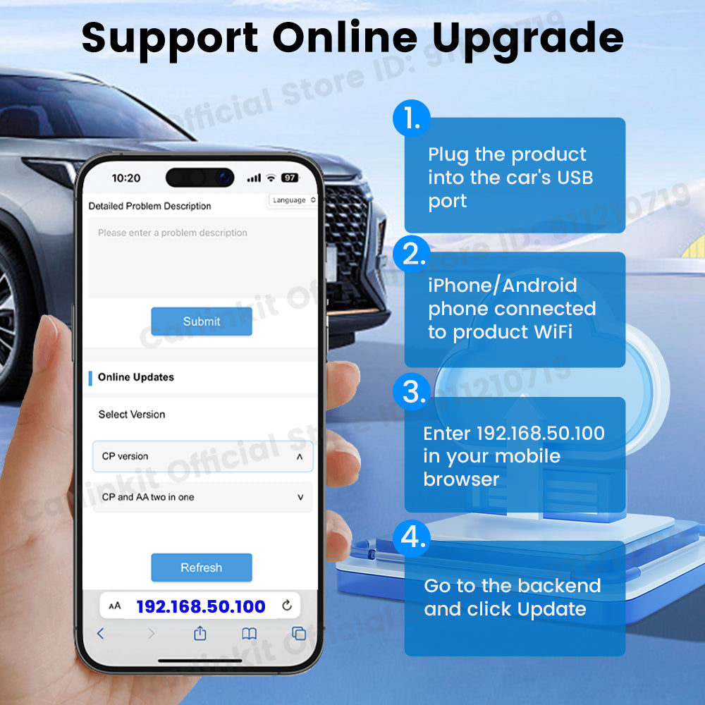 Carlinkit Wireless CarPlay & Android Auto Adapter - Mini Ultra 3 Convert OEM Wired to Wireless Dongle for iPhone & Android 11+, USB-A/Type-C Plug & Play, Fast Connection, Online Upgrade
