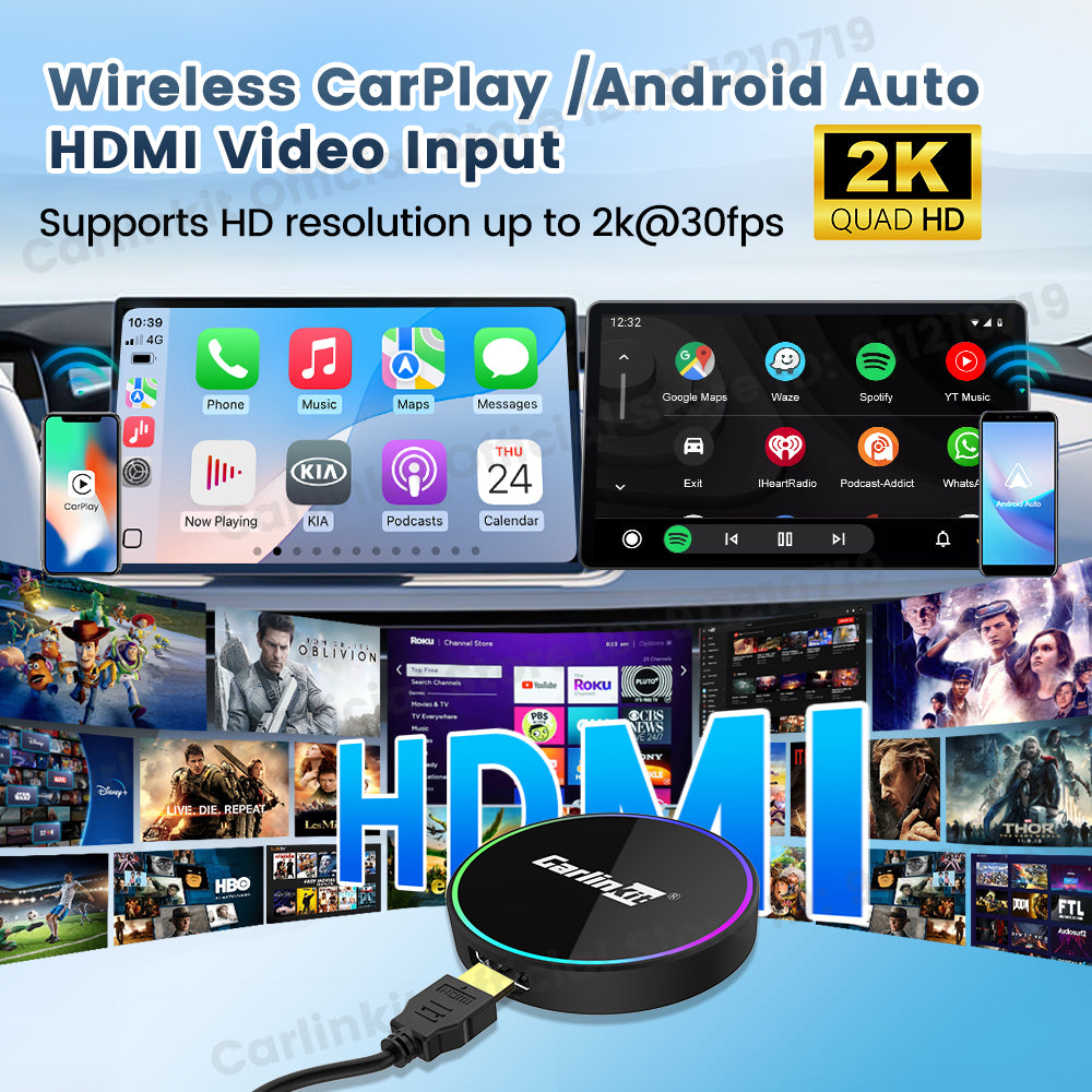 3-in-1 Wireless CarPlay & Android Auto Adapter – Plug & Play, USB, WiFi, Bluetooth