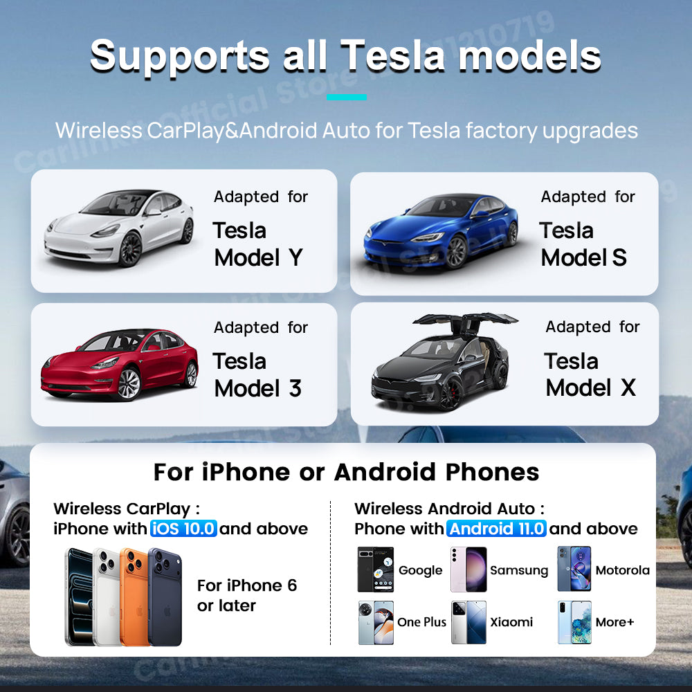 CarlinKit Wireless CarPlay Android Auto Mini Box Adattatore per Tesla Modello 3/X/Y/S CarPlay Attivatore Wireless Navigazione Spotify Siri iOS16 Nuovo 