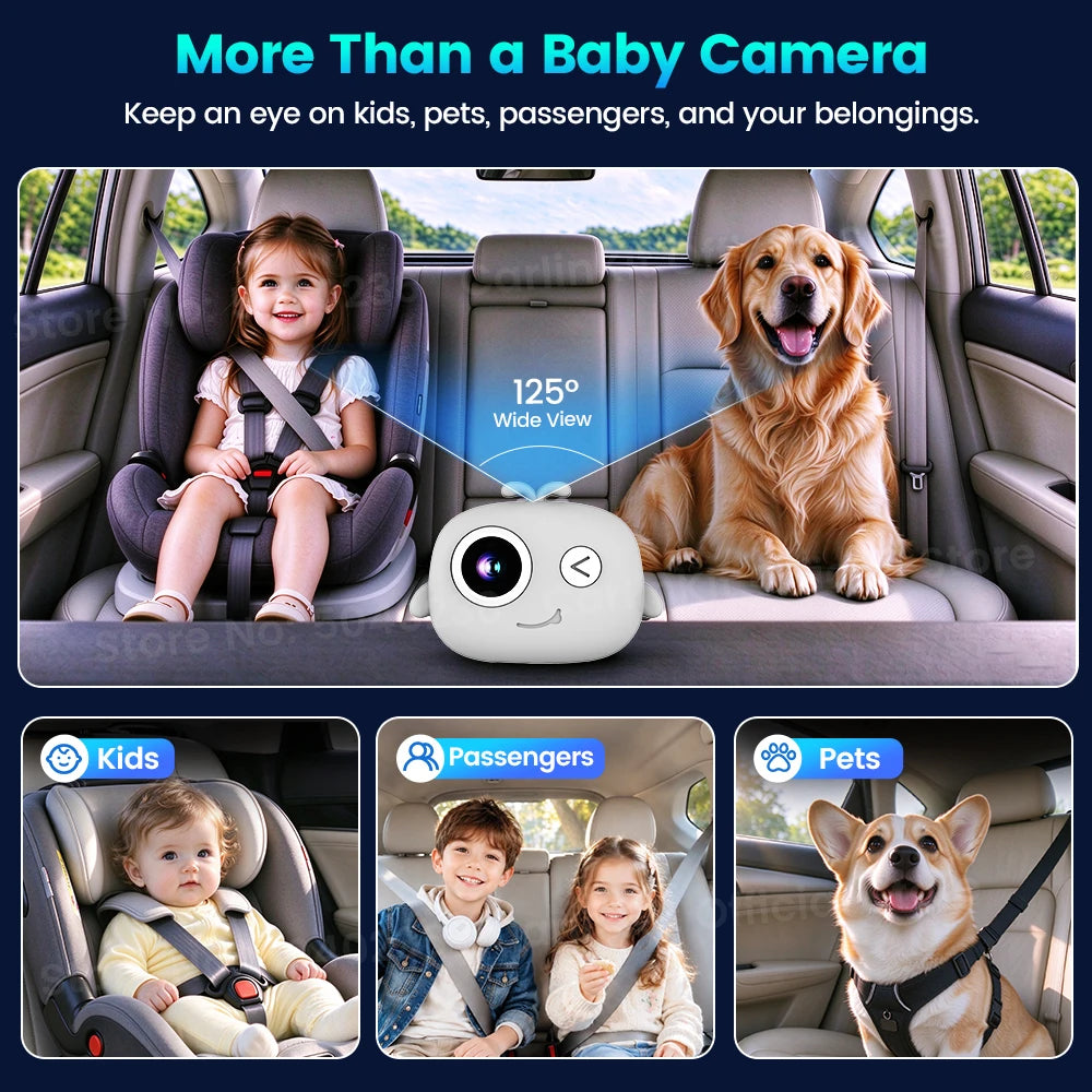 CarlinKit DashVue Rear Seat Baby Monitor Wireless CarPlay Android Auto Box 1080P Wide-angle Night Vision Split Screen Car Camera