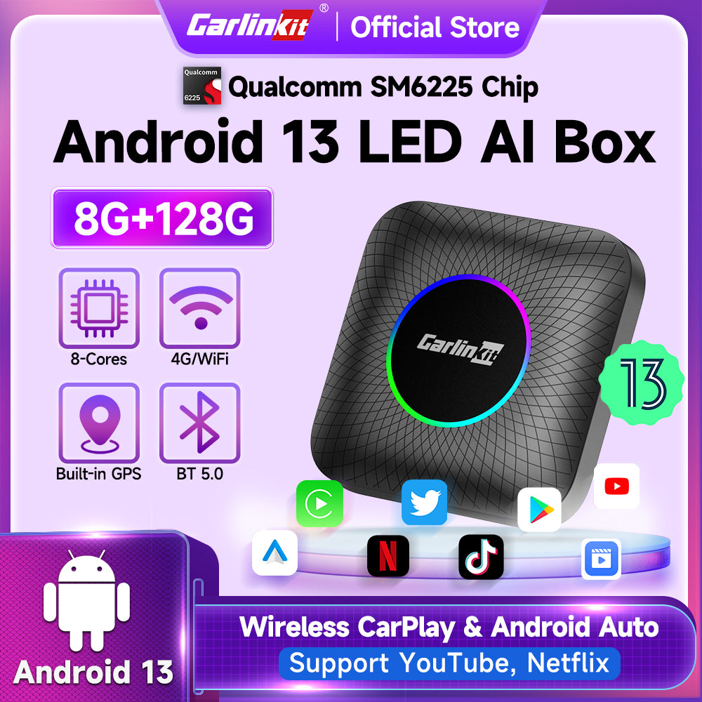 Carlinkit Android 13 Car TV Box LED Android Auto CarPlay Wireless Adap ...