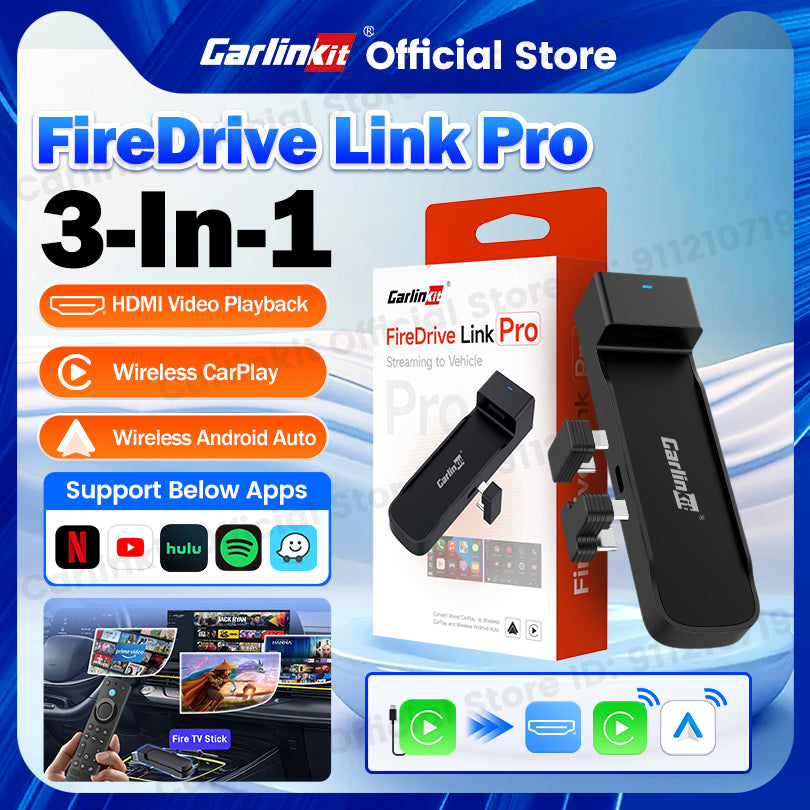 CarlinKit FireDrive Link Pro For Fire TV Stick Support Wireless CarPlay Android Auto HDMI TV Streaming Box Car Entertainment Box