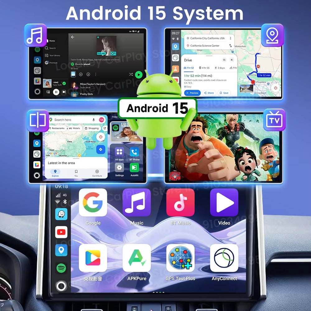 Carlinkit Ultra 2 Android 15 CarPlay Ai Box Wireless Android Auto Video Adapter Support Youtube Netflix TF SIM Card 128GB WiFi 6