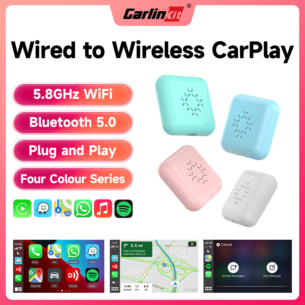 Carlinkit CarPlay boîtier sans fil Mini2 Ai boîte 5.0G Bluetooth WiFi connexion automatique Plug and Play adaptateur CarPlay sans fil Waze