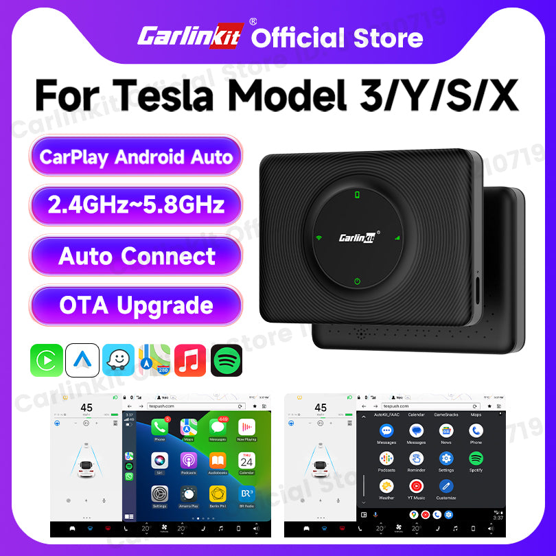 CarlinKit Wireless CarPlay Android auto Mini Box Adapter For Tesla Model 3/X/Y/S CarPlay Wireless Activator Navigation Spotify Siri iOS16 New