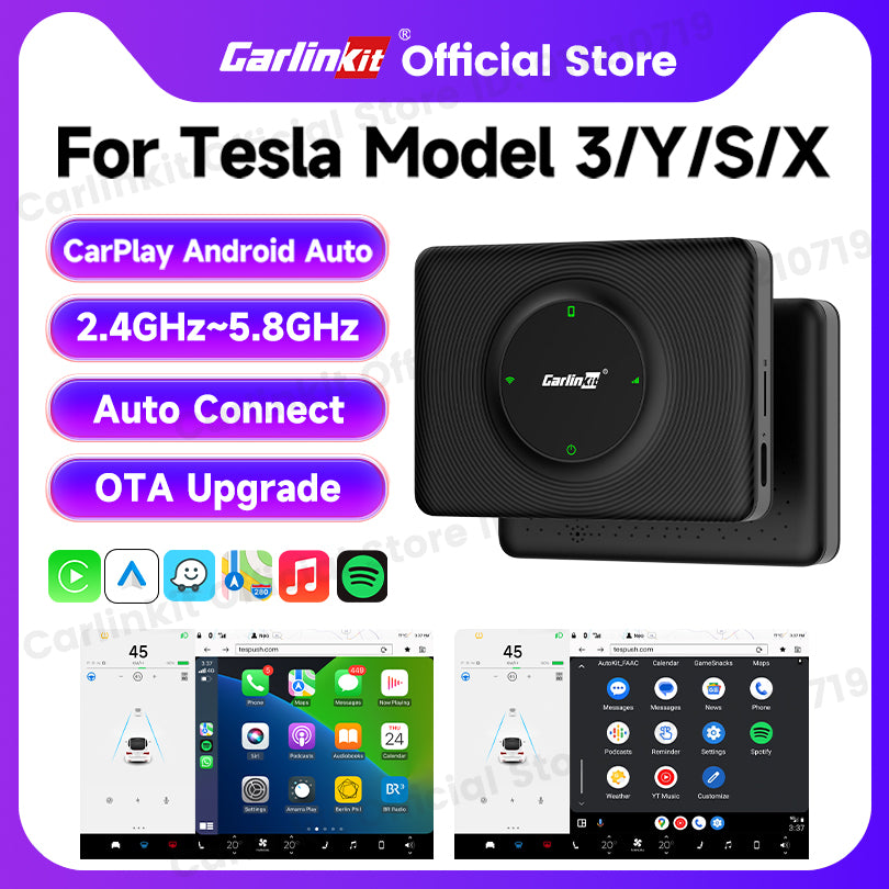 CarlinKit adaptateur CarPlay sans fil Android auto Mini Box pour Tesla modèle 3/X/Y/S activateur sans fil CarPlay Navigation Spotify Siri iOS16 nouveau 