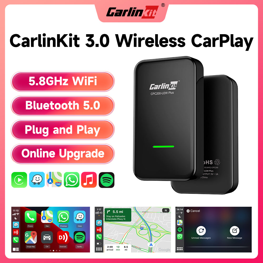 Carlinkit 3.0 U2W Plus Adattatore carplay Wireless per Skoda Yeti Fabia Octavia Rapid Superb Karoq Kodiaq Scala Kamiq Connessione automatica della memoria 