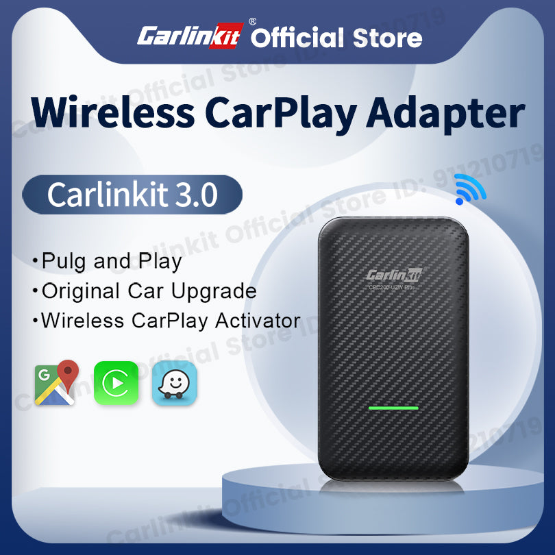 Carlinkit 3.0 Activateur de dongle sans fil Apple CarPlay pour Audi Benz Mazda Porsche Volkswagen Volvo Ford Citroën Honda Nissan Toyota Car MP4 MP5 Play Coque en fibre de carbone 