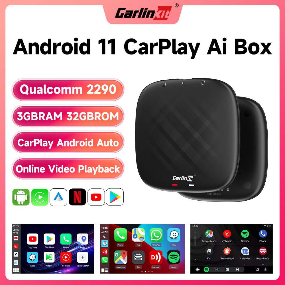 CarlinKit Dash Cam with Wireless CarPlay & Wireless Android Auto Adapter  Dash Camrea, 4G+64G, Built in GPS, Support , Netflix