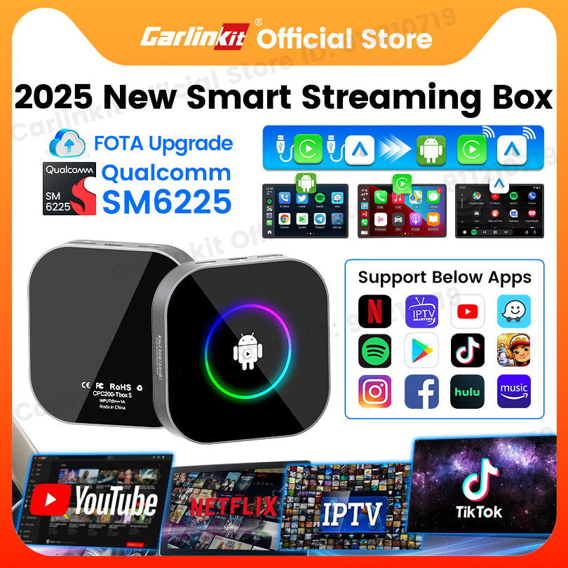 CarlinKit 2025 New R2 Smart Streaming Box Android 13 CarPlay Ai TV Box For Netflix YouTube SM6225 Wireless Android Auto &CarPlay