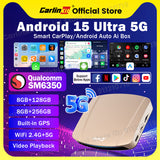 Carlinkit 5G Android 15 AI Box Ultra 8+256G Wireless Carplay Car Streaming Box Android Auto Wireless Adapter Qualcomm SM6350 Support Youtube/Netflix