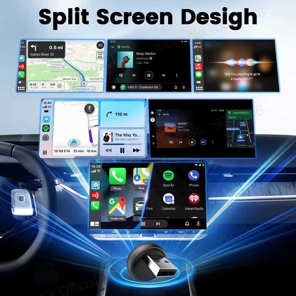 Carlinkit Wireless CarPlay & Android Auto Adapter - Mini Ultra 3 Convert OEM Wired to Wireless Dongle for iPhone & Android 11+, USB-A/Type-C Plug & Play, Fast Connection, Online Upgrade