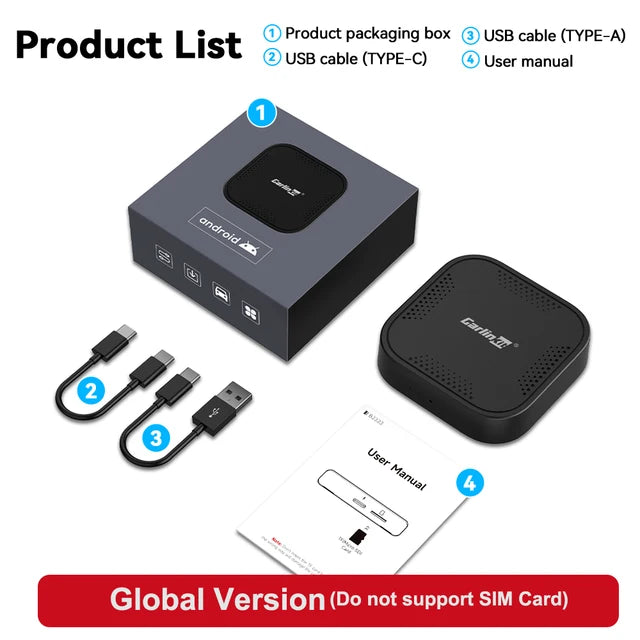 Tbox Basic Pro CarlinKit Mini CarPlay Ai Box Qualcomm 8-Core 4G+64G Wireless Android Auto&CarPlay Dongle For Netflix IPTV Smart TV Box