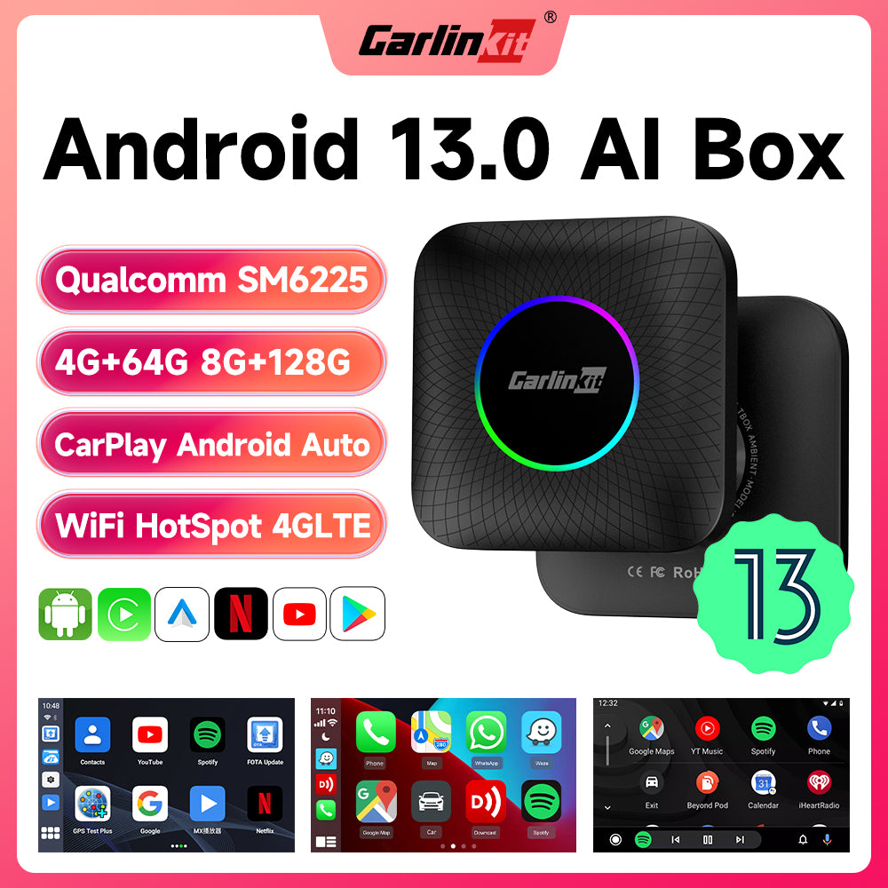 2023 Carlinkit Android 13 Car TV Box LED Android Auto CarPlay Wireless
