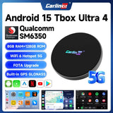 CarlinKit Ultra 4 Android 15 TV Box Wireless Android Auto CarPlay Ai Box For YouTube Play Store Support 5G/4G LTE SIM 512GB SD Card
