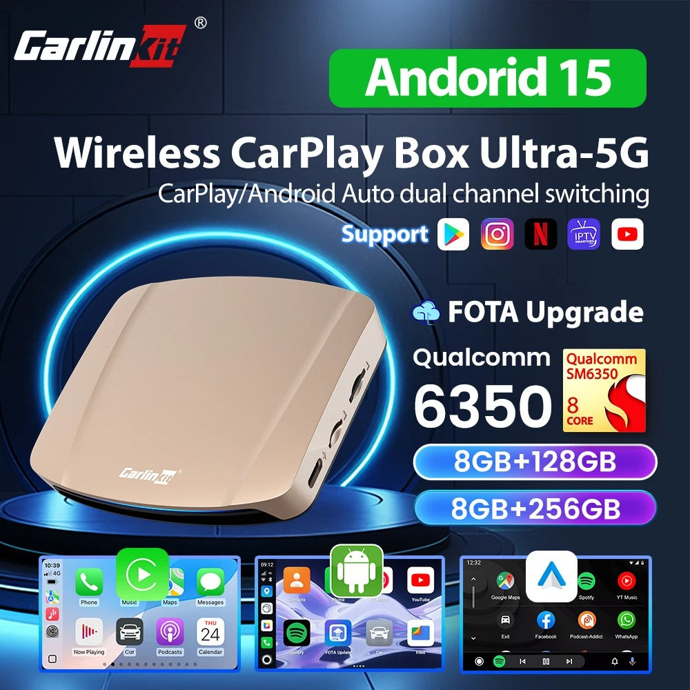 Carlinkit Android 15 AI Box Ultra 8+128G Wireless Carplay Car