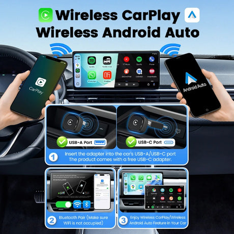 CarlinKit Mini Ultra 4 Wireless Adapter Wireless CarPlay Android Auto Plug &Play WiFi Bluetooth Auto Connection OTA Upgrade