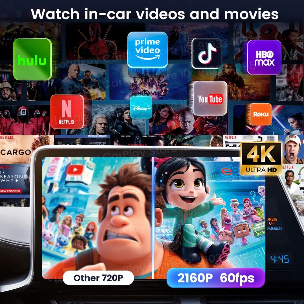 Carlinkit Ultra 2 Android 15 CarPlay Ai Box Wireless Android Auto Video Adapter Support Youtube Netflix TF SIM Card 128GB WiFi 6