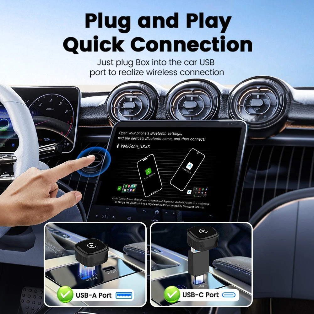 CarlinKit Mini Ultra 4 Wireless Adapter Wireless CarPlay Android Auto Plug &Play WiFi Bluetooth Auto Connection OTA Upgrade