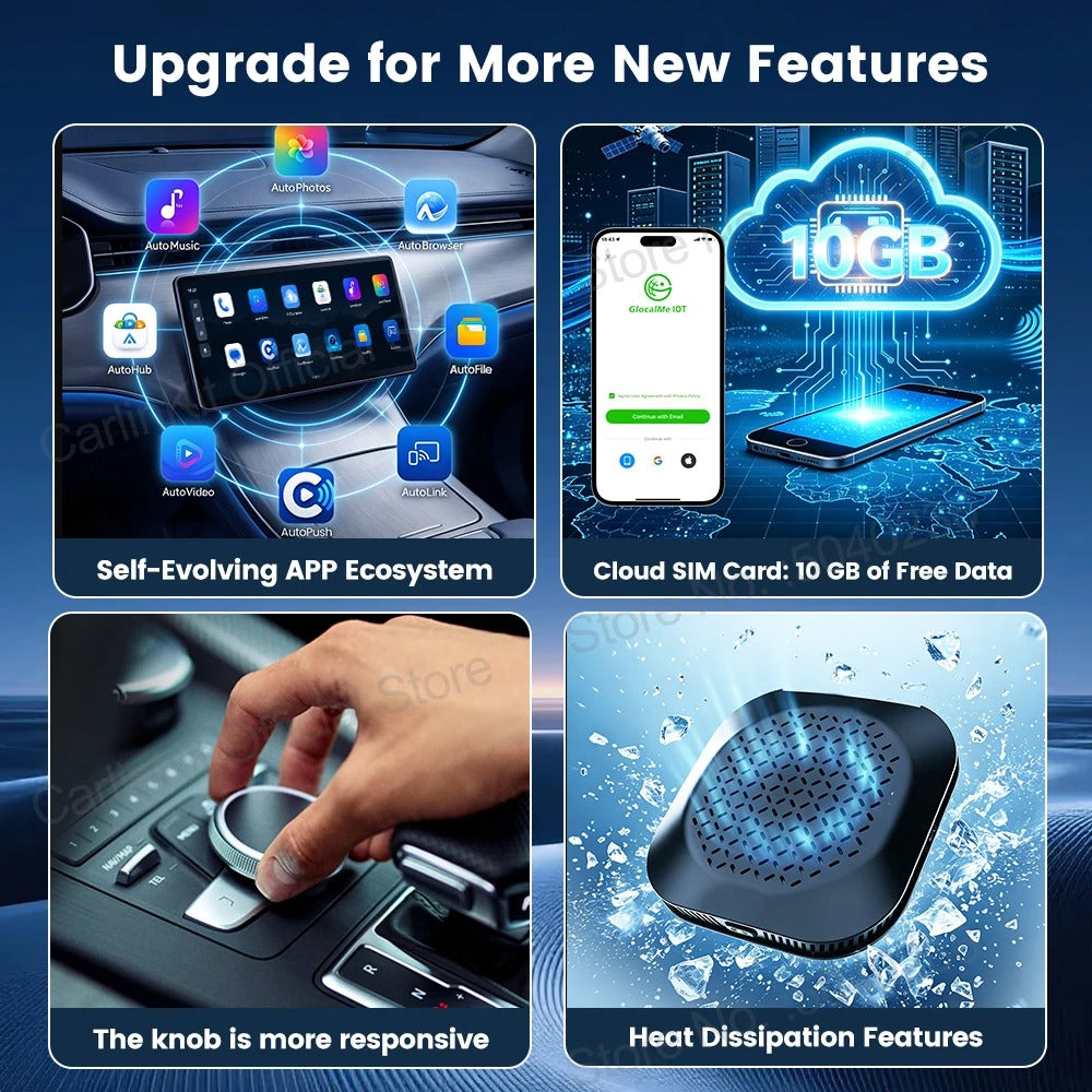 CarlinKit 4-In-1 Android 14 CarPlay AI Box Screen Mirroring Wireless Android Auto Adapter For Netflix IPTV GPS 4G LTE FOTA Update