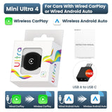 CarlinKit Mini Ultra 4 Wireless Adapter Wireless CarPlay Android Auto Plug &Play WiFi Bluetooth Auto Connection OTA Upgrade