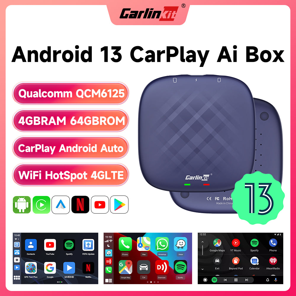 CarlinKit 2023 Android 13 Carplay Ai Box 4G+64G 8 Core Wireless Android Auto Apple Carplay Multimedia Smart Ai Box