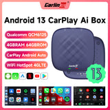 CarlinKit 2023 Android 13 Carplay Ai Box 4G + 64G 8 Core sans fil Android Auto Apple Carplay multimédia Smart Ai Box 