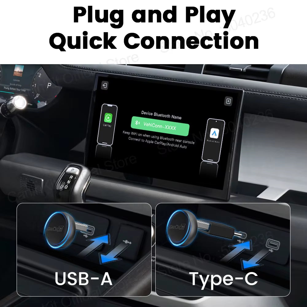 Carlinkit Wireless CarPlay & Android Auto Adapter - Mini Ultra 3 Convert OEM Wired to Wireless Dongle for iPhone & Android 11+, USB-A/Type-C Plug & Play, Fast Connection, Online Upgrade