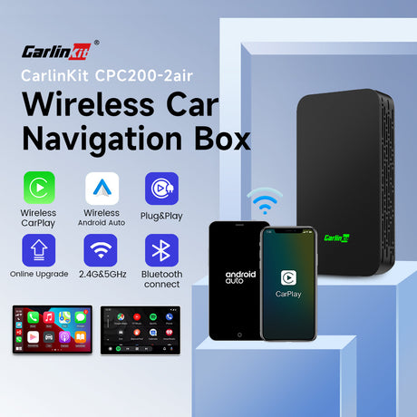 Carlinkit 5.0 2Air Wireless CarPlay Android Auto Wireless Box Adattatore doppio doppio 2 canali Lavoro Waze Spotify 5.8Ghz WiFi BT Siri GPS Auto