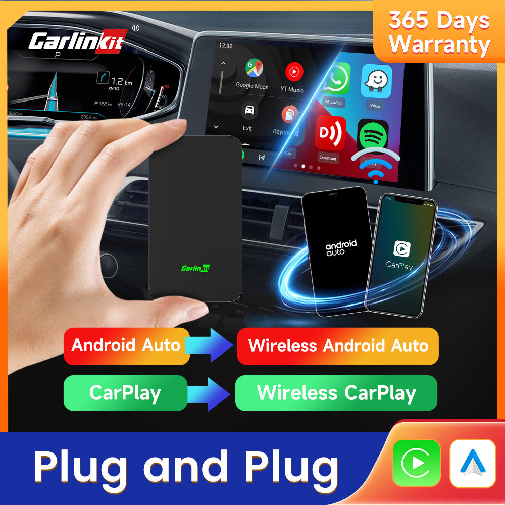 Carlinkit 5.0 2Air sans fil CarPlay Android Auto boîtier sans fil deux  double adaptateur 2 canaux travail Waze Spotify 5.8 Ghz WiFi BT Siri GPS  Auto
