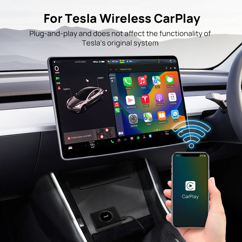 CarlinKit Wireless CarPlay Android Auto Mini Box Adattatore per Tesla Modello 3/X/Y/S CarPlay Attivatore Wireless Navigazione Spotify Siri iOS16 Nuovo 