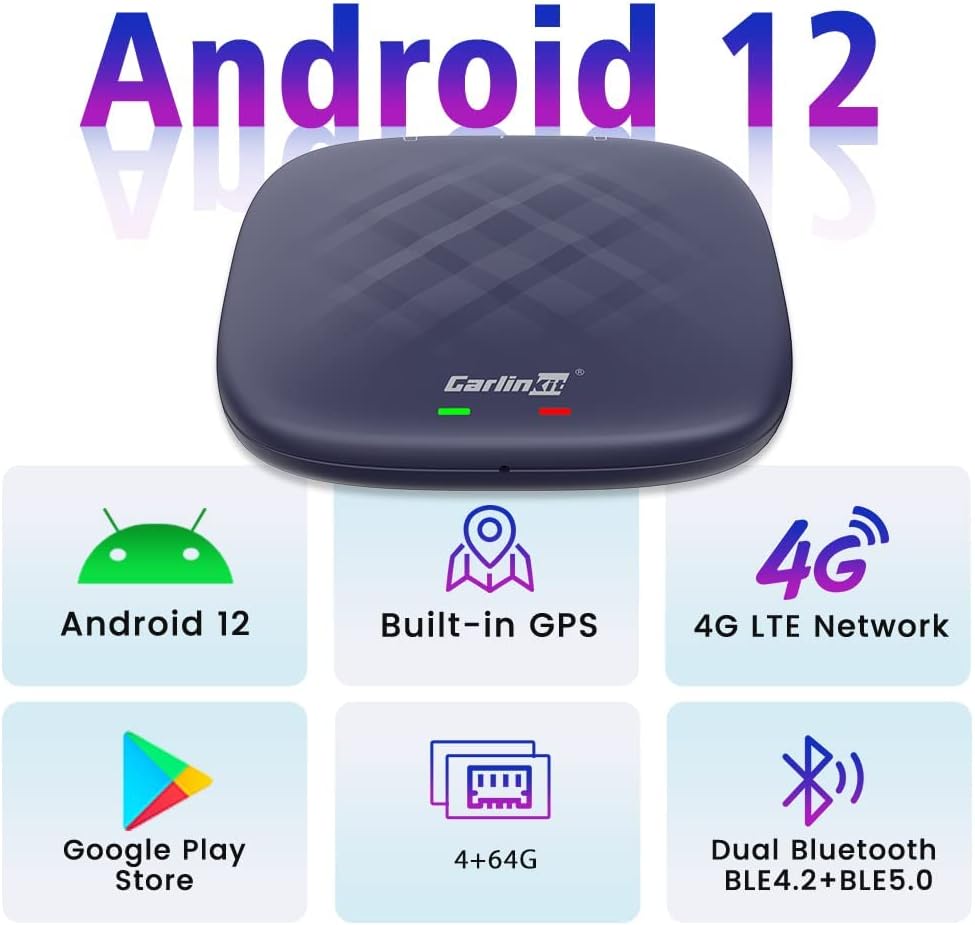 CarlinKit 2022 Carplay Ai Box 4G+64G 8 Core Android 12 Wireless Android Auto Apple Carplay Multimedia Smart Ai Box