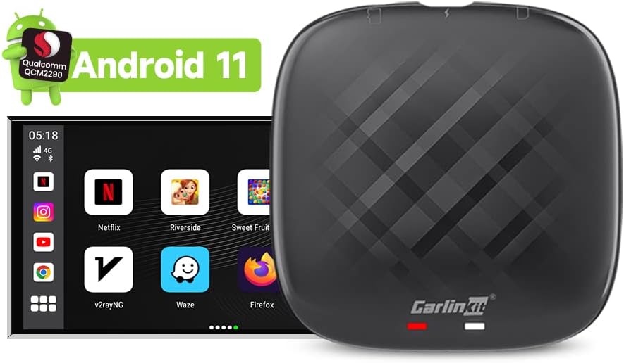 Carlinkit Android 11 CarPlay TBox Mini sans fil Android Auto &amp; Apple CarPlay Google Play YouTube Netflix Spotify adaptateur USB