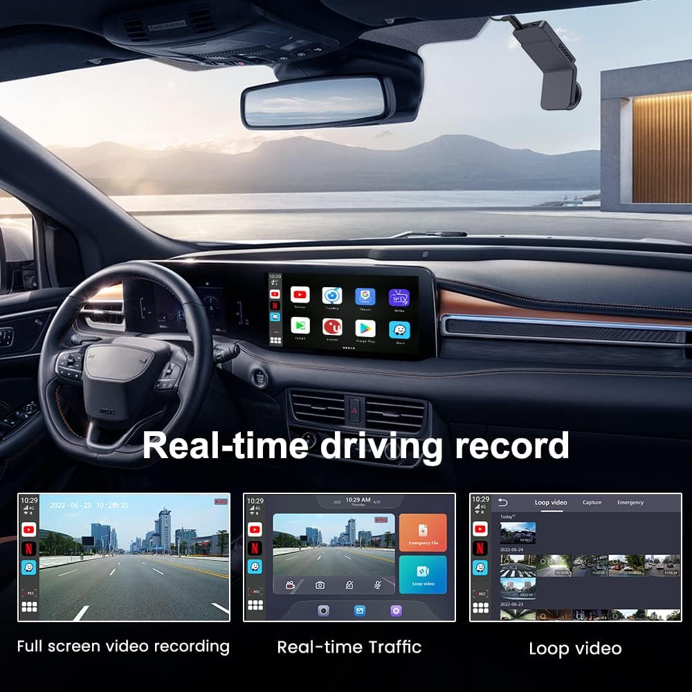 CarlinKit Wireless Carplay Al Box Android Auto HD Dash Cam 1080P 4G+64G Qualcomm SDM450 YouTube Netflix Google Play Mini TV Box