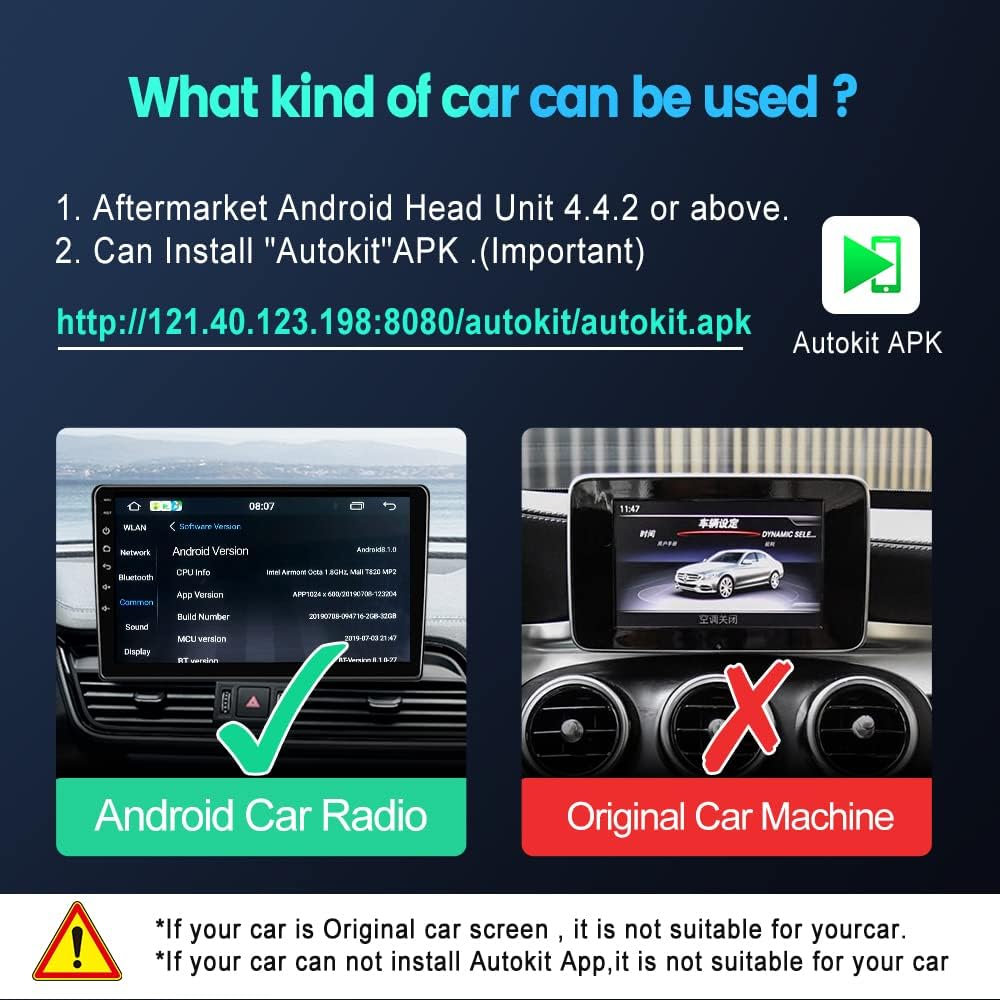 Carlinkit Wired USB Car Carplay/Android Screen Video Converter for Android  Navigation Player Mirrorlink 14 black 