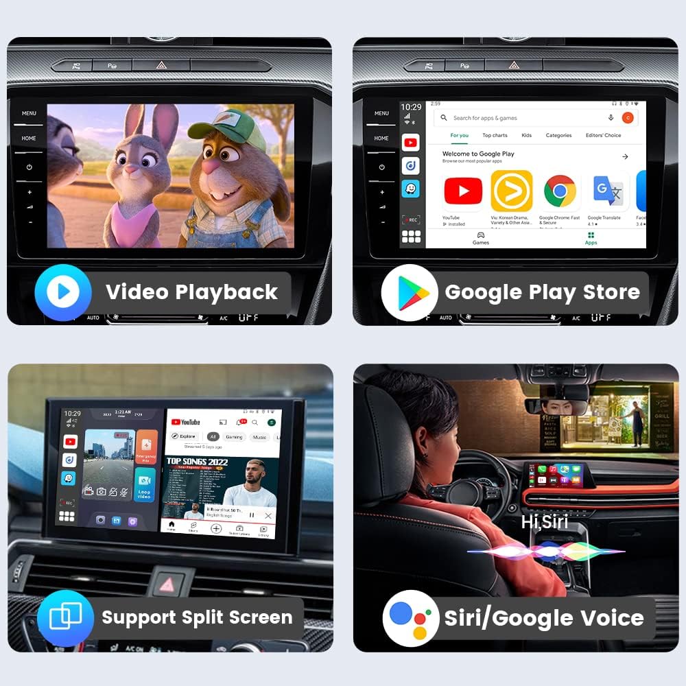 CarlinKit QCM 6125 Android 12 sans fil Carplay Al Box Android Auto HD Dash Cam 1080P 4G + 64G YouTube Netflix Google Play Mini TV Box