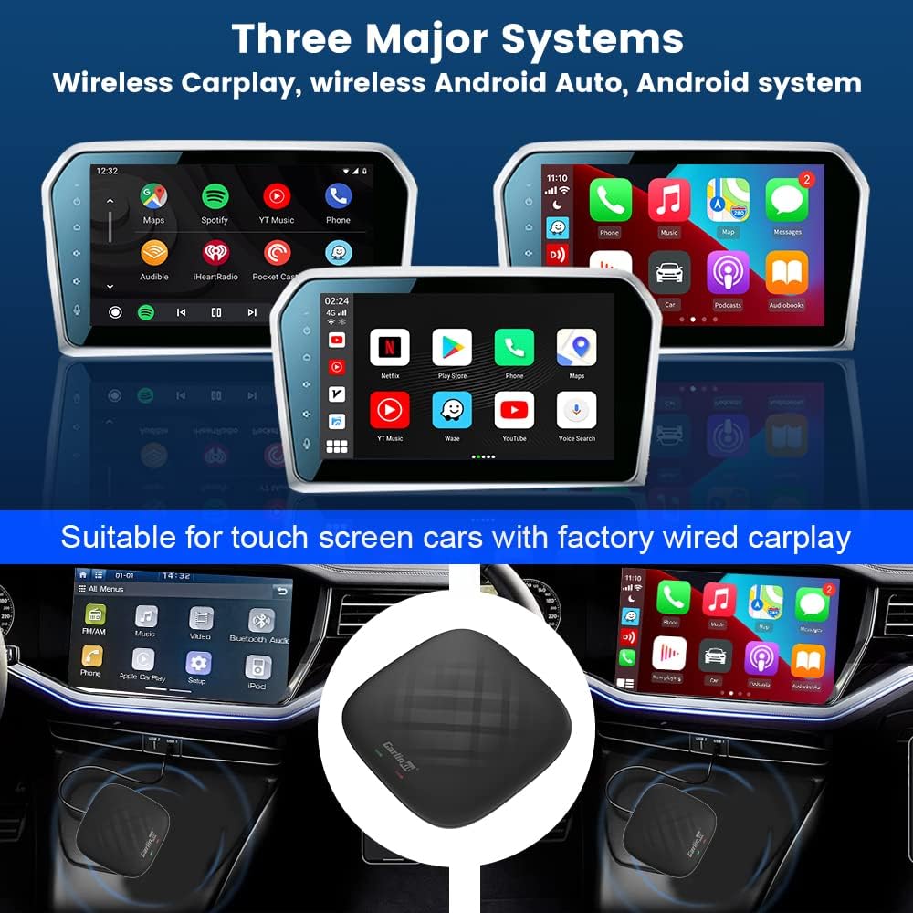 Carlinkit Ai Box Mini Wireless Android Auto Wireless CarPlay Android Car Multimedia Player 4+64G LET 4 Netflix Youtube IOS